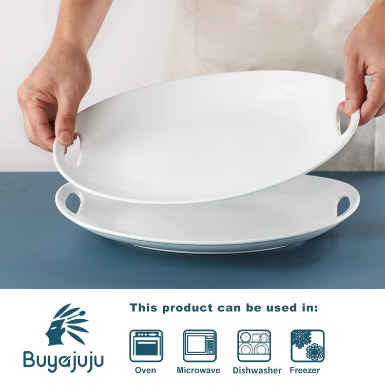 Porcelain Serving Platter with Handles (2 Count)