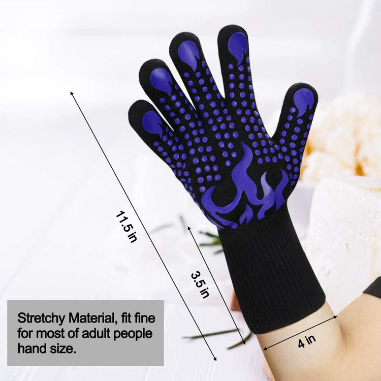 BBQ Gloves 1472 Degree F Heat Resistant Grilling Gloves Silicone Non (2 Count)