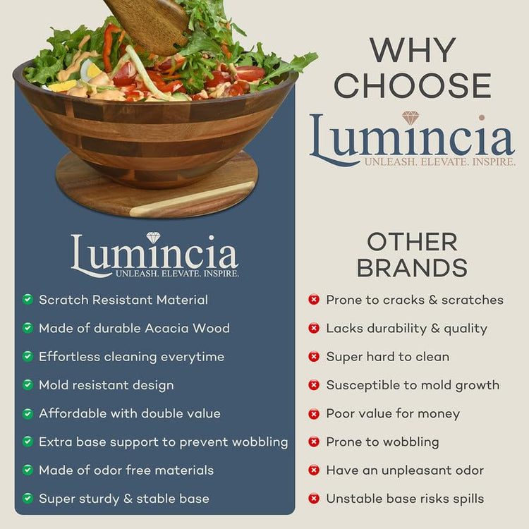 Premium Acacia Wood Salad Bowl Set