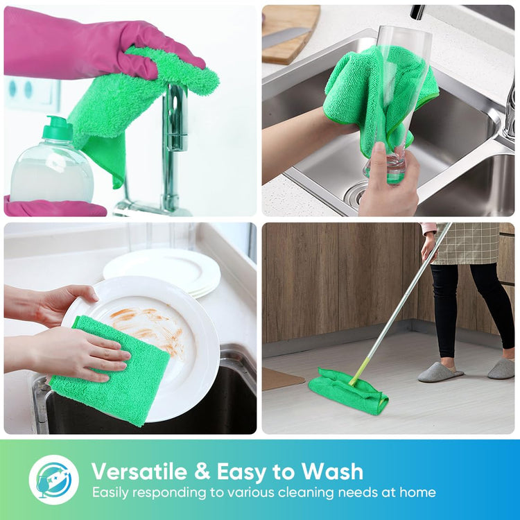 Green Microfiber Cleaning Cloth (12 Count)
