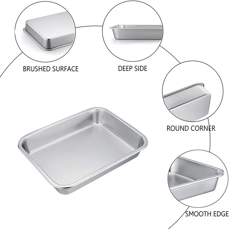 Lasagna Pan 10.5 x 8 x 1.7 inch Stainless Steel Rectangle Cake Pan
