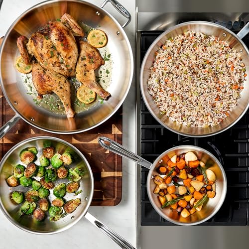 D3® Stainless Steel 10 inch Frying Pan Covered