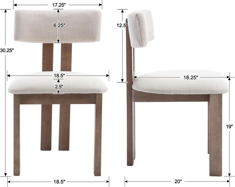 chairus Dining Chairs Set of 6 Linen Fabric Diner Chairs Farmhouse Wood Chairs for Kitchen and Dining Room, Beige