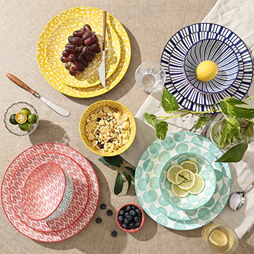 Ceramic Dinnerware Sets for 4 (Assorted Colors / 12 Pieces)