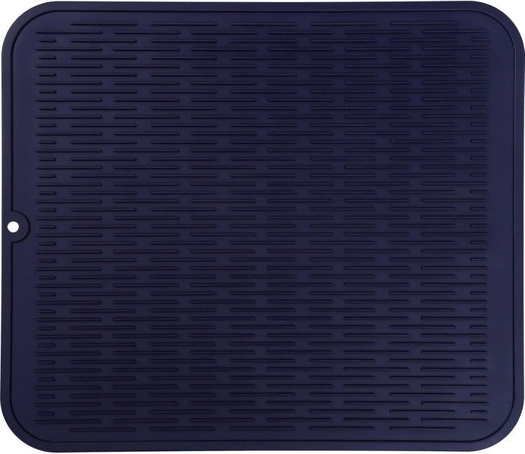 Silicone Dish Drying Mat for Multiple Usage,Easy clean,Eco-friendly,Heat-resistant Silicone Mat for Kitchen Counter or Sink,Refrigerator or Drawer Liner Navy Blue 2XL 24 inches x 18 inches