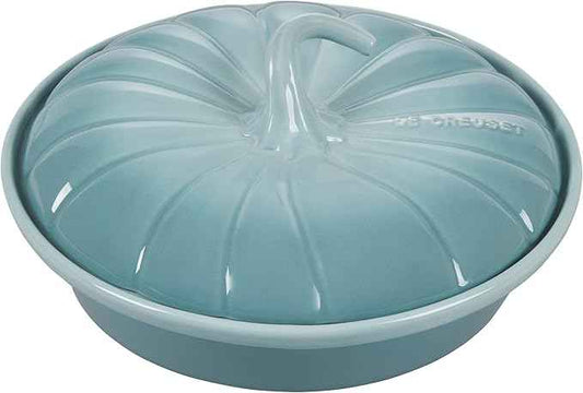 Le Creuset Stoneware Figural Pumpkin Baker with Lid, 9", Sea Salt