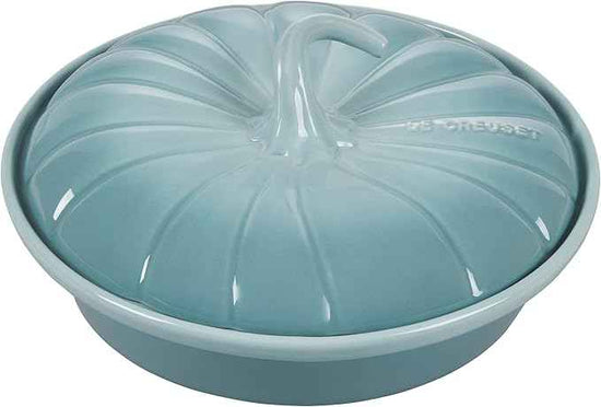 Le Creuset Stoneware Figural Pumpkin Baker with Lid, 9", Sea Salt