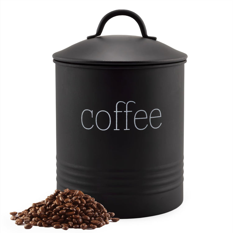 Enamelware Black Coffee Canister; Modern Farmhouse Style Coffee Storage for Kitchen