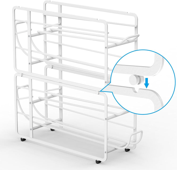 Soda Can Organizer Storage Rack, 2 Pack Stackable Beverage Soda Can Dispenser Organizer Holder for Refrigerator, Cabinet, Pantry (White)