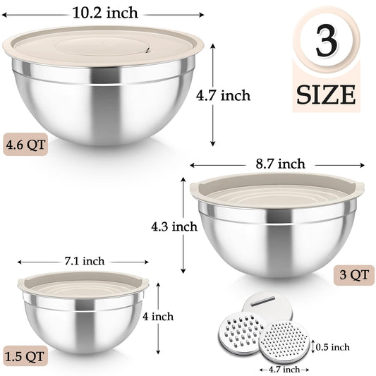 Mixing Bowls Stainless Steel Nesting Salad Bowls Set (6 Count)