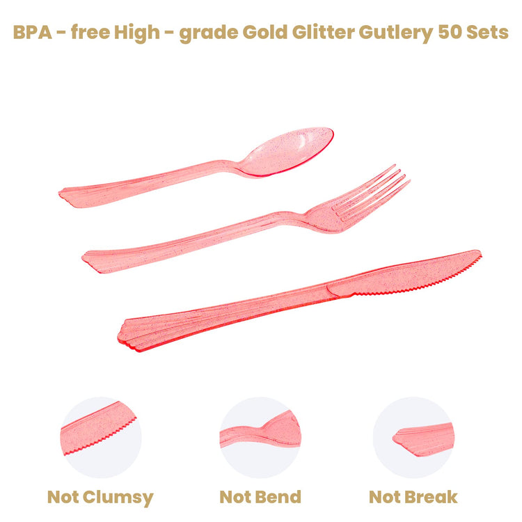 Rose Gold Paper Plates Set (50 Count)