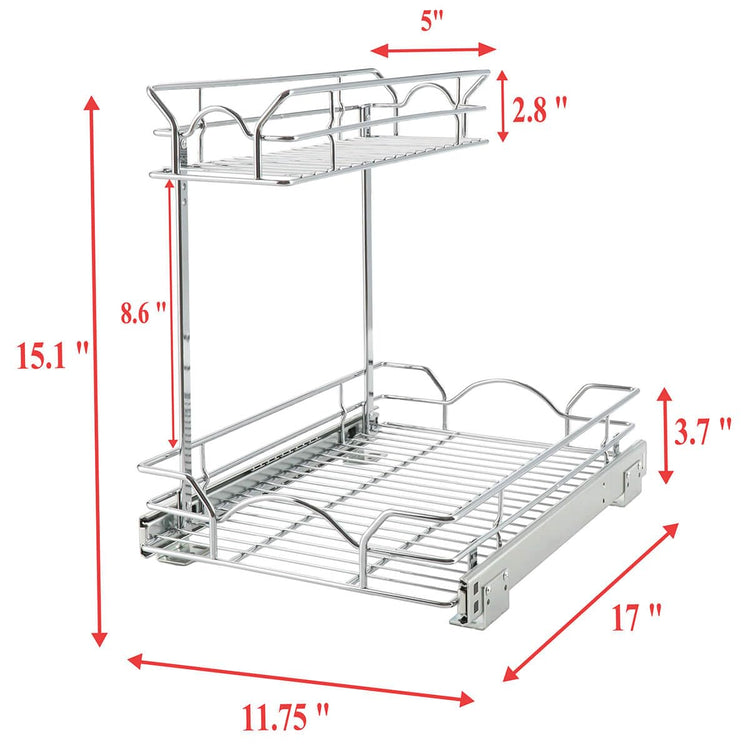 Under Sink Cabinet Organizer Two Tier Pull Out Shelf