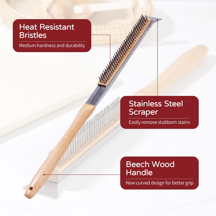 15x12 Inch Pizza Stone and Brush Set