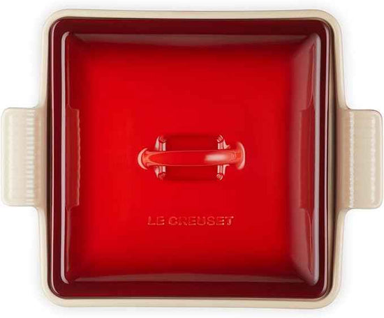 Le Creuset Stoneware Heritage Shallow Square Casserole, 2qt. (9”), Cerise