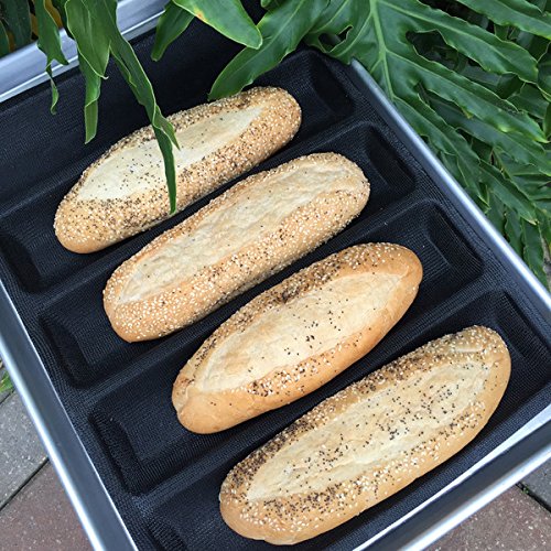Hot Dog Molds Silicone Bread Forms Non Stick Bakery Trays For Roll Toasting 5 Loaves 12" Sheets