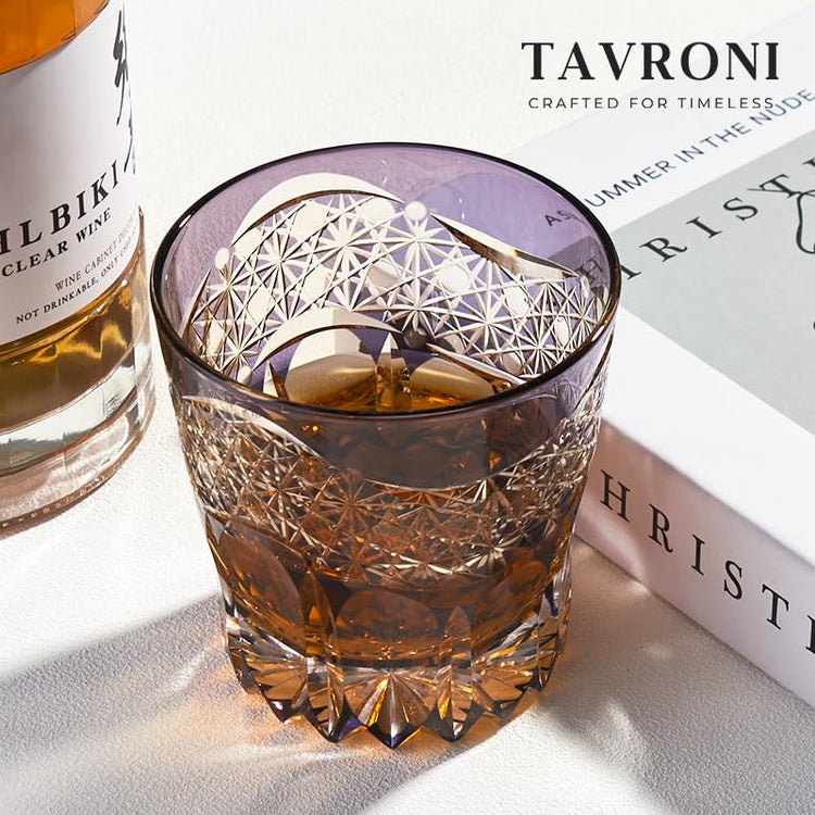 Edo Style Kiriko Japanese Whiskey Glass Set of 2