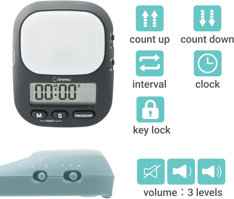 dretec pomodoro Timer, Productivity for Studying, Large Button, Interval,Beige