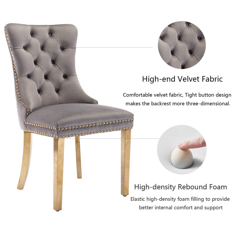 Grey Velvet Dining Chairs Set of 4 (4 Count)