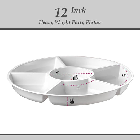 6 Sectional Round Plastic Serving Tray