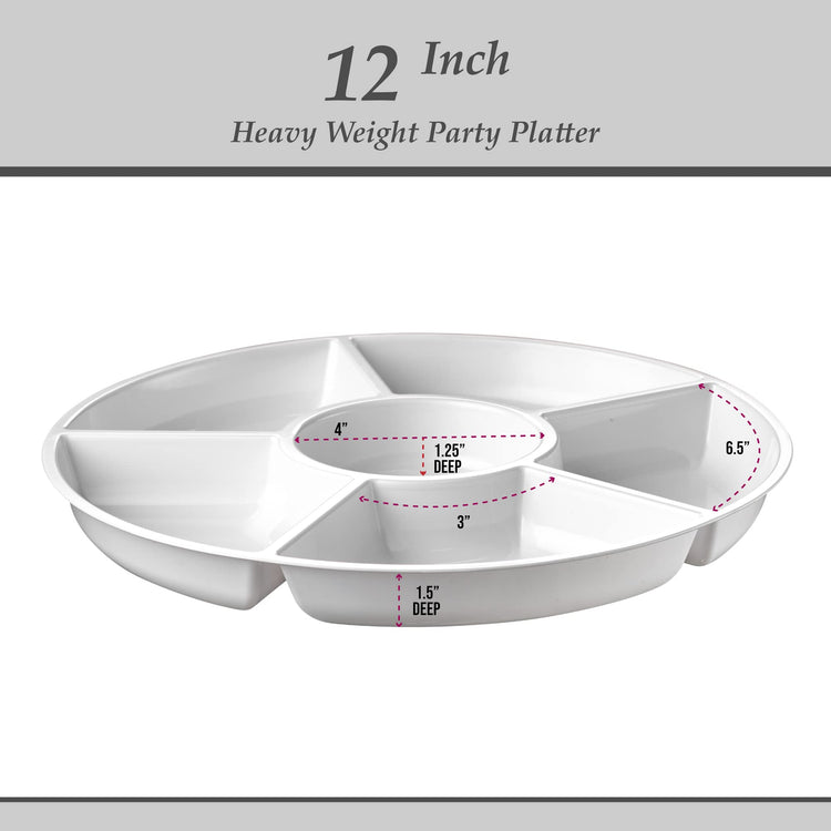 6 Sectional Round Plastic Serving Tray