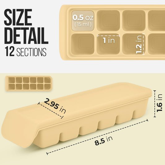 0.7 oz 12 Sections Silicone Ice Cube Freezer Tray with Lid