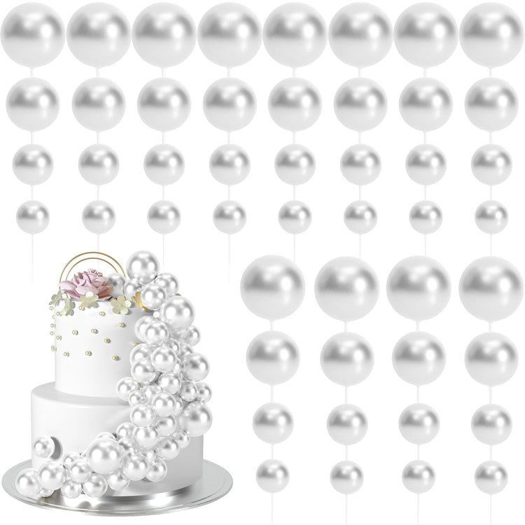 48 Pcs Silver Balls Cake Topper Decorations Balloon Cupcake Toppers Foam Cake Topper Balls Cake Balls Decorations for Birthday Party Wedding Anniversary Cake Decorating (48 Count)