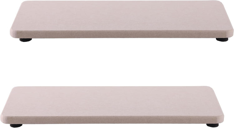 2 Pcs Water Absorbing Stone Trays, Kitchen/Bathroom Sink Soap Dish, Diatomite Tray Used for Hand Soap & Cosmetic Bottles in The Modern Home, 3.15" W x 8.7" L, Light Gray