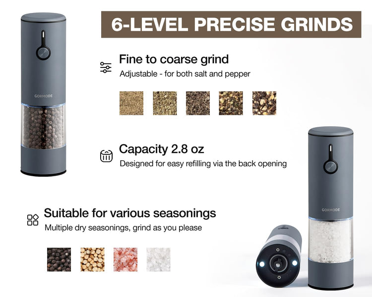Stainless Steel Electric Salt and Pepper Grinder Set