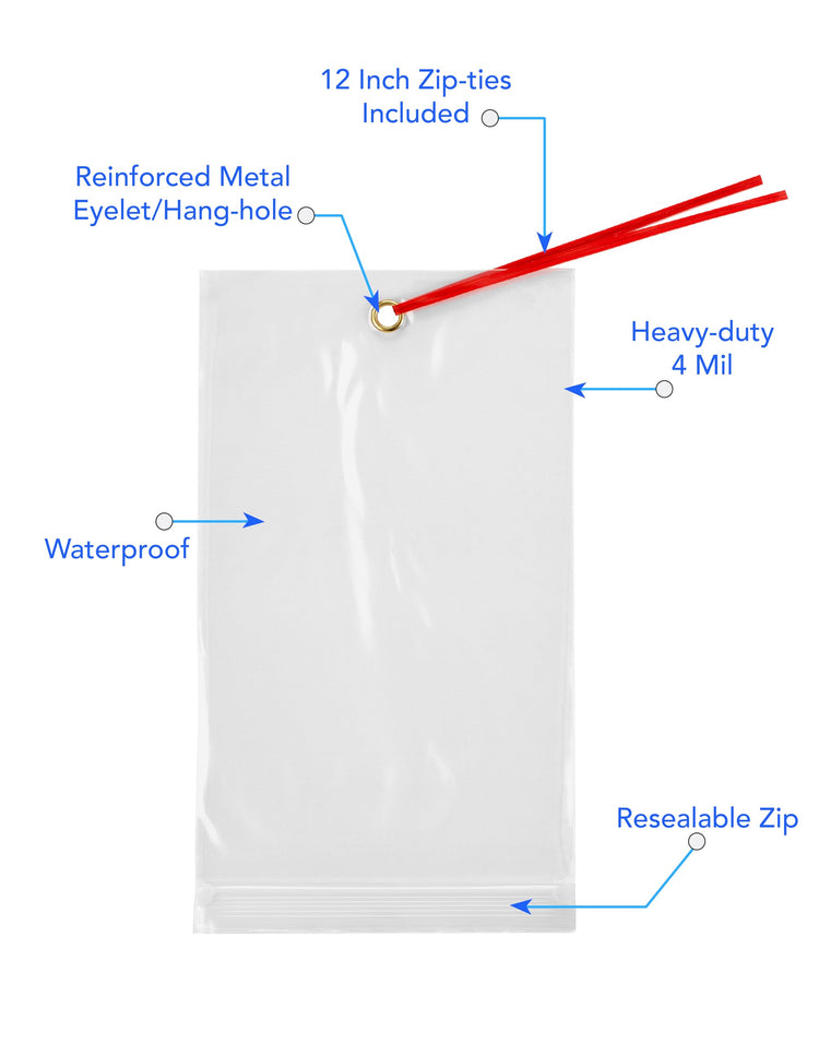 GPI 5.75" x 11" Reclosable Zip Bags with Bottom Hang (100 Count)
