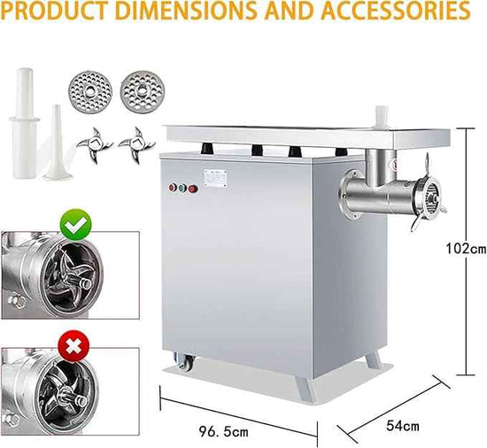 Commercial Electric Meat Grinder 3000w - Heavy Duty 600KG/h High Capacity with Copper Motor, ETL Certified. Includes Accessories for Sausage Making, Home Kitchen & Professional Use.