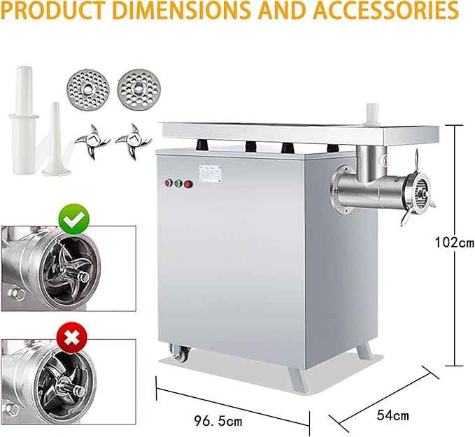 Commercial Electric Meat Grinder 3000w - Heavy Duty 600KG/h High Capacity with Copper Motor, ETL Certified. Includes Accessories for Sausage Making, Home Kitchen & Professional Use.