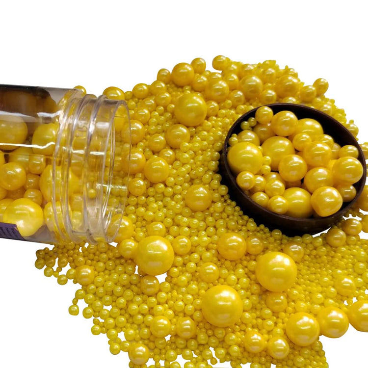 Edible Yellow Sugar Pearls Candy Sprinkles 120G (4.23 Ounce)