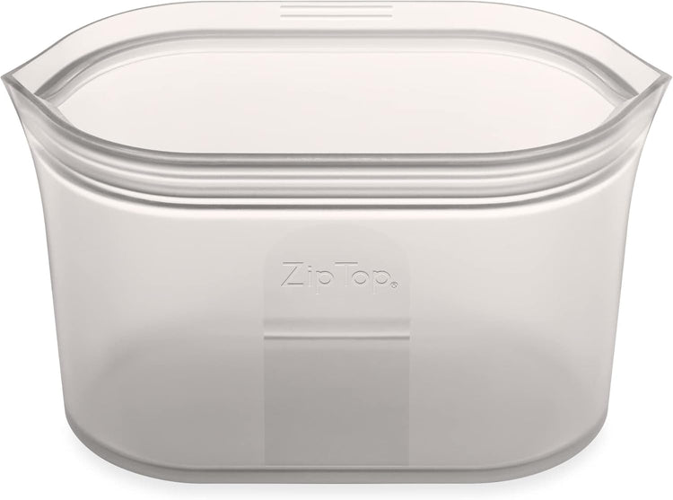 Zip Top Reusable Food Storage Bags | Medium Dish [Gray] | Silicone Meal Prep Container | Microwave, Dishwasher and Freezer Safe | Made in the USA