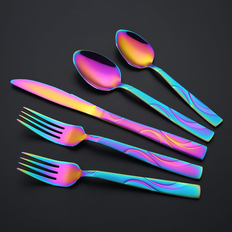 30 Piece Rainbow Silverware Set for 6 (30 Count)