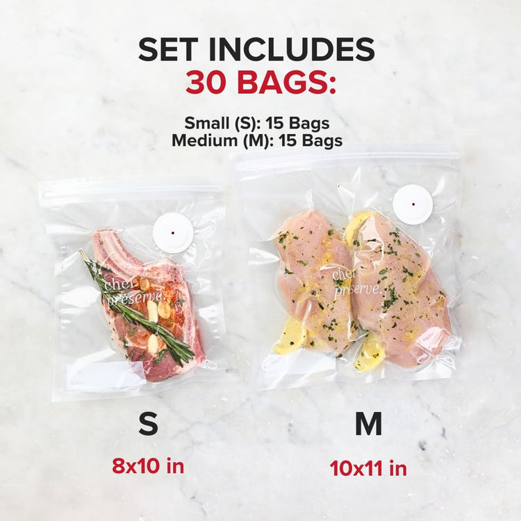 Reusable Vacuum Sealer Bags for Food (30 Count)