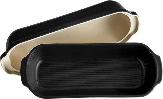 Emile Henry Made in France Limited Edition Ceramic PULLMAN/LONG LOAF BREAD BAKER - 13.39" x 5.31" x 5.31", Truffle
