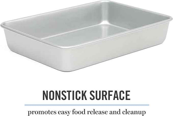 Martha Stewart Gallen 13 x 9 Inch Rectangular Nonstick Carbon Steel Cake and Baking Pan - Durable Silver Bakeware for Cakes, Brownies, and Roasting