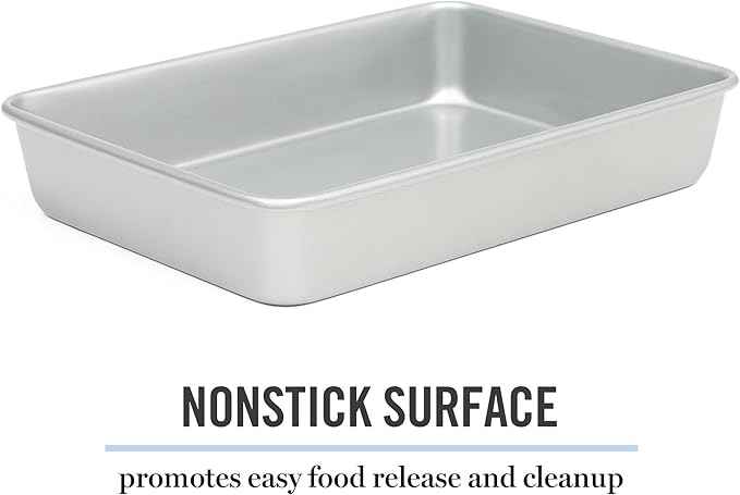 Martha Stewart Gallen 13 x 9 Inch Rectangular Nonstick Carbon Steel Cake and Baking Pan - Durable Silver Bakeware for Cakes, Brownies, and Roasting