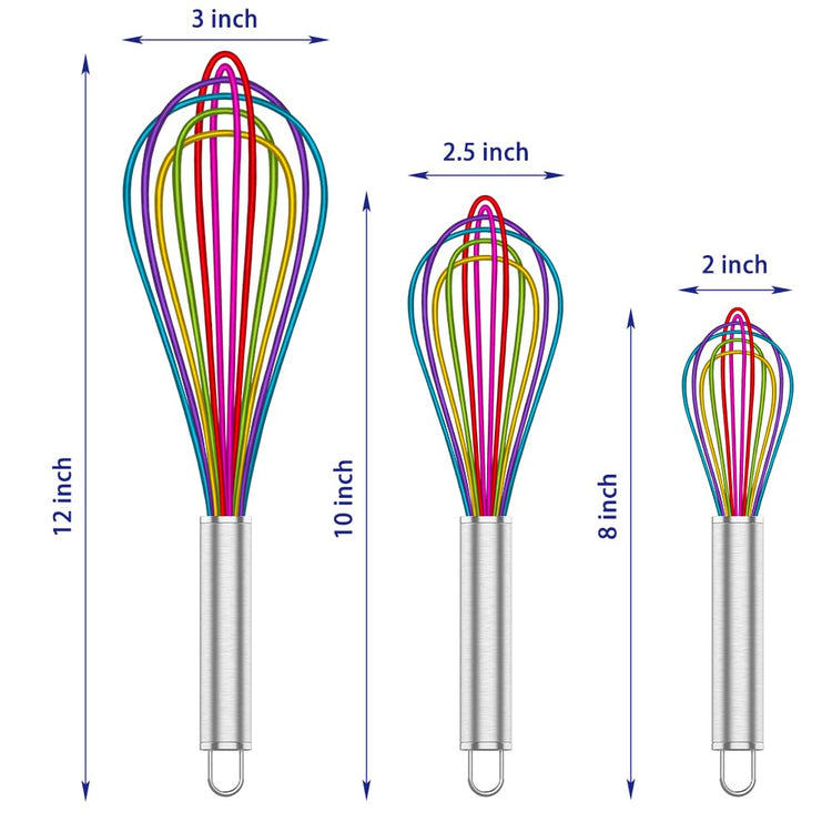 Rainbow Silicone Whisk Set of 3 (3 Count)