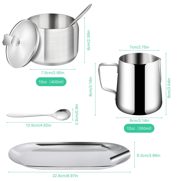 Stainless Steel Sugar and Creamer Set