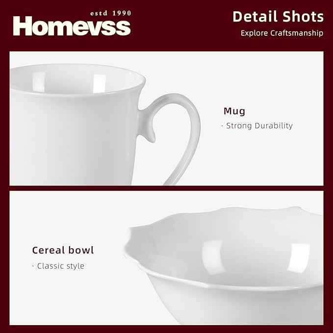 HomeVss, New Bone China Dinnerware Set, Embossed Lotus, 16pc Set