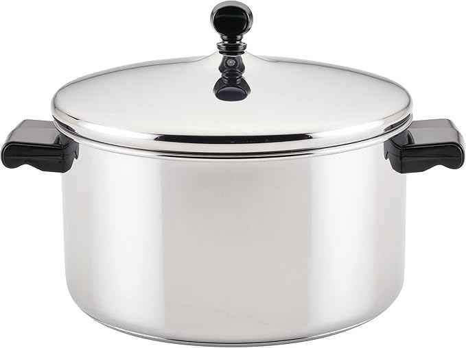 Farberware Classic Stainless Steel 6-Quart Stockpot with Lid, Stainless Steel Pot with Lid, Silver