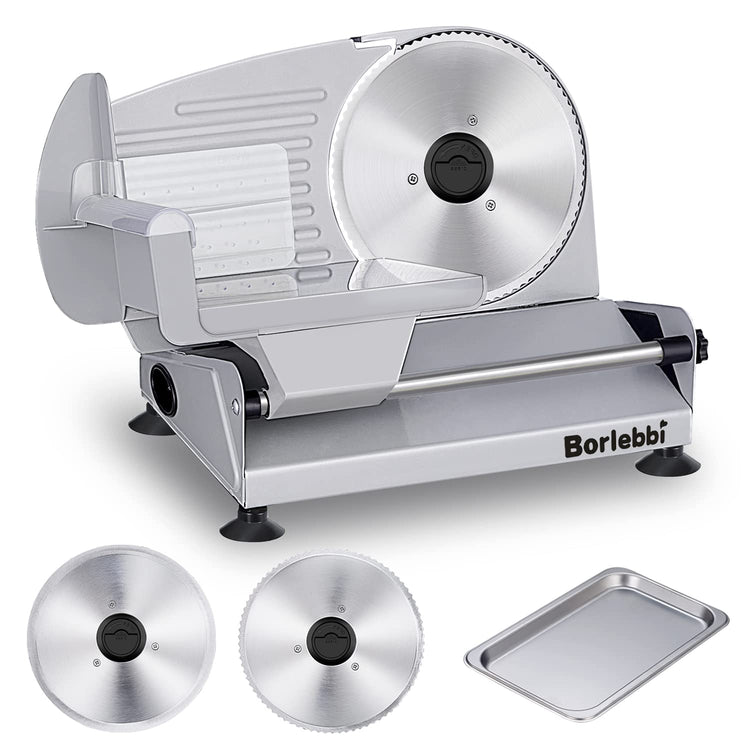 Meat Slicer 200W Electric Food Slicer with 2 Removable 7.5" Blades