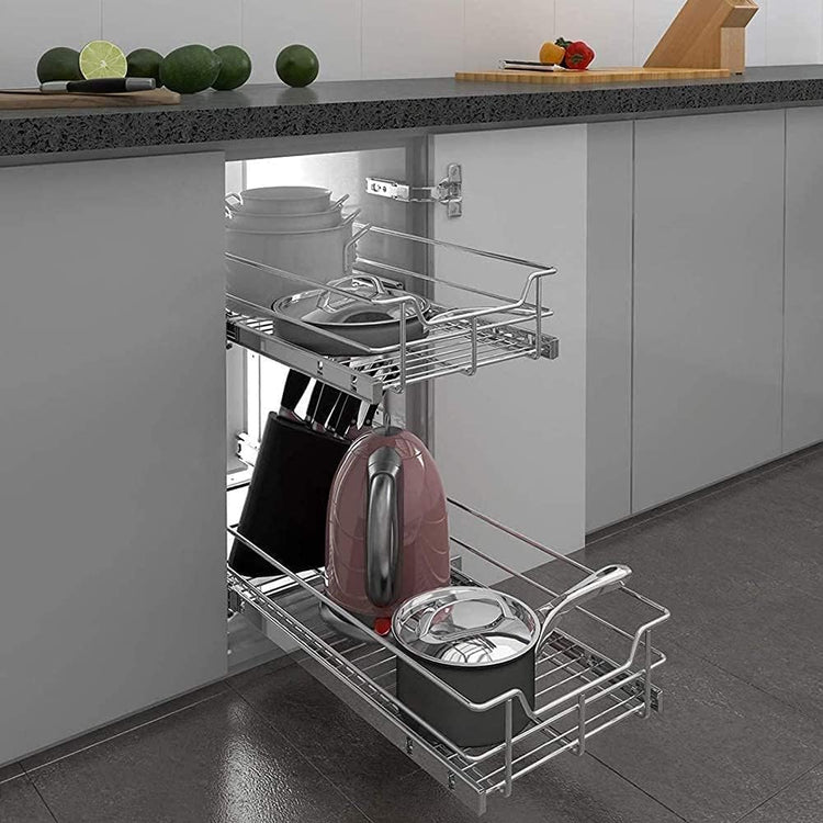 2 Tier Pull Out Cabinet Organizer 15" W X 22" D