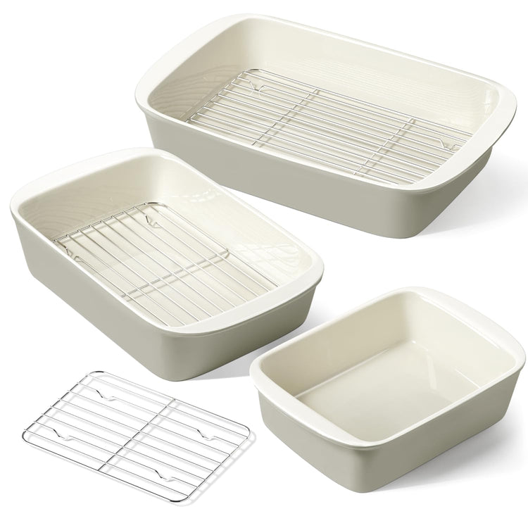 Ceramic Casserole Dishes for Oven with 304 Racks (3 Count)