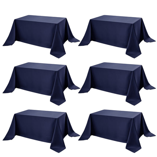 6 Pack Navy Blue Tablecloths for Rectangle Tables