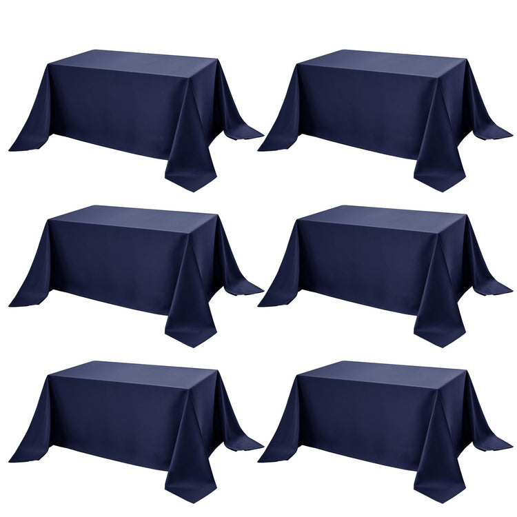 6 Pack Navy Blue Tablecloths for Rectangle Tables