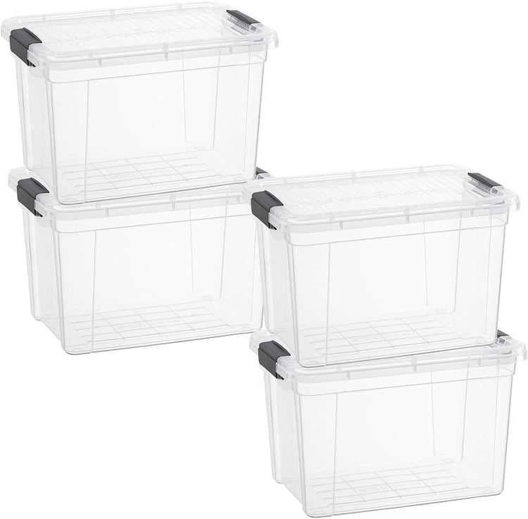 Superio Storage Bins with Lids- 4 Pack, 4.75 Qt Clear Boxes for Organizing, Stackable Plastic Containers- BPA Free, Non-Toxic, Odor Free, Organizer for Home, Office, Dorm