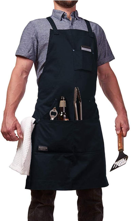Hudson Durable Goods - Professional Grade Chef Apron for Kitchen, BBQ & Grill