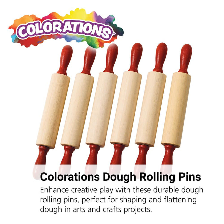 Natural Wood Rolling Pins for Kids (6 Count)